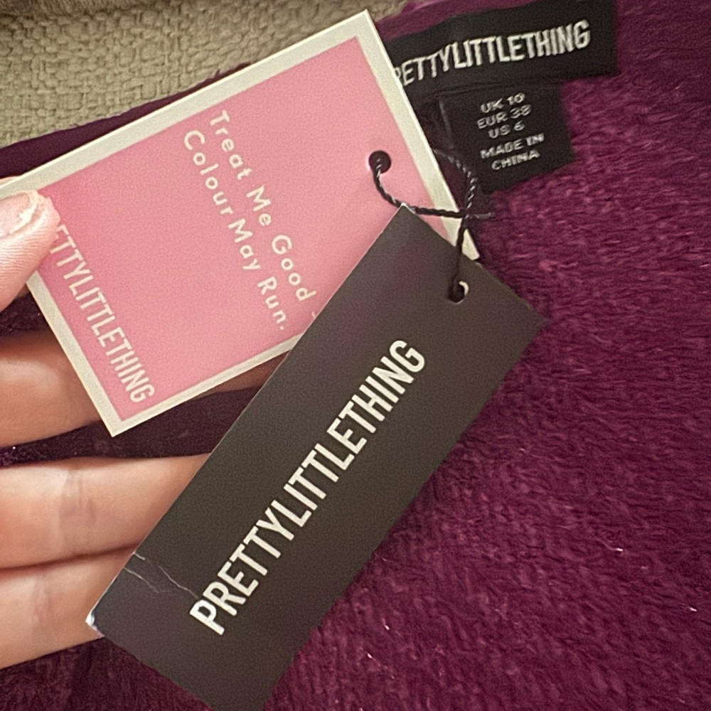Pretty Little Thing - Elegant Dark Purple Boucle Basic Mini Pink Women's Skirt - Picture 8 of 14